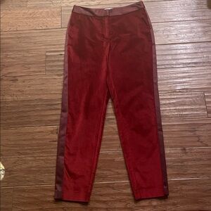 Altuzarra For Target Crimson Red Velvet Tuxedo Ankle Cropped Pants Size 2